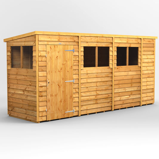 14x4 Power Overlap Pent Roof Shed