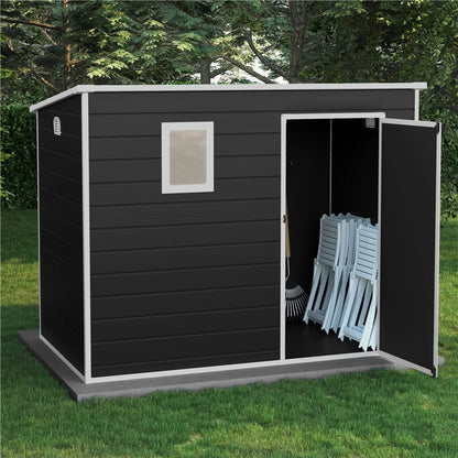 8x5 Lotus Oxonia Pent Plastic Shed Dark Grey With Floor