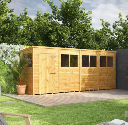 16x6 Power Tongue & Groove Pent Shed