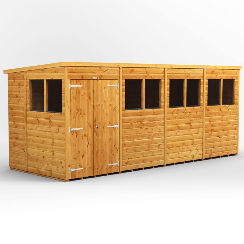 16x6 Power Tongue & Groove Pent Shed