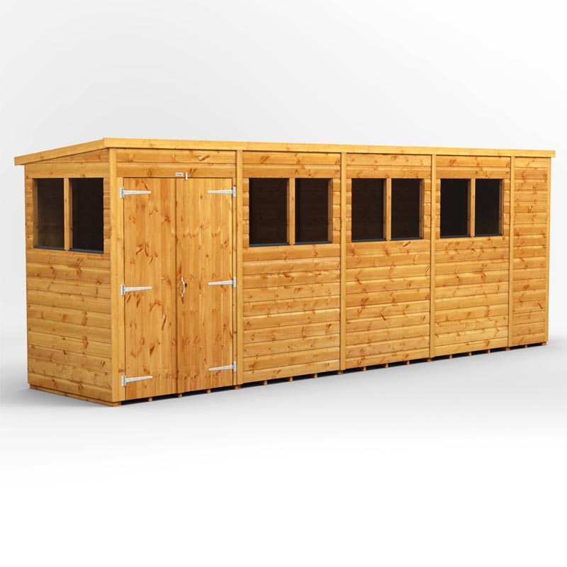 18x4 Power Tongue & Groove Pent Shed