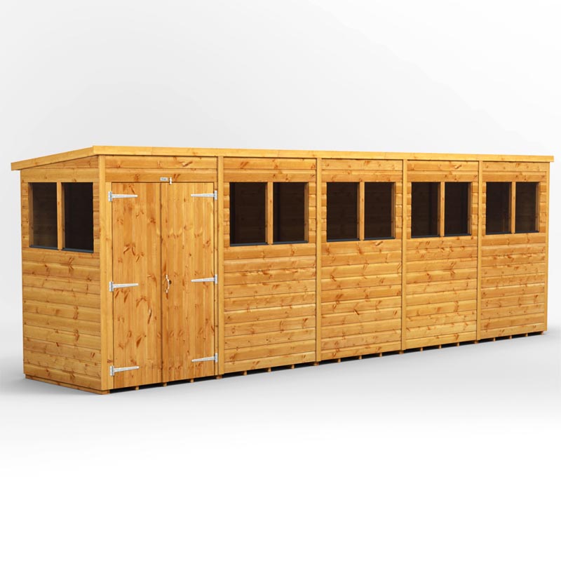 20x4 Power Tongue & Groove Pent Shed