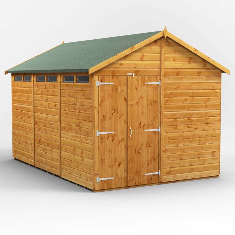 Power Apex Wooden Secure Shed 12x8