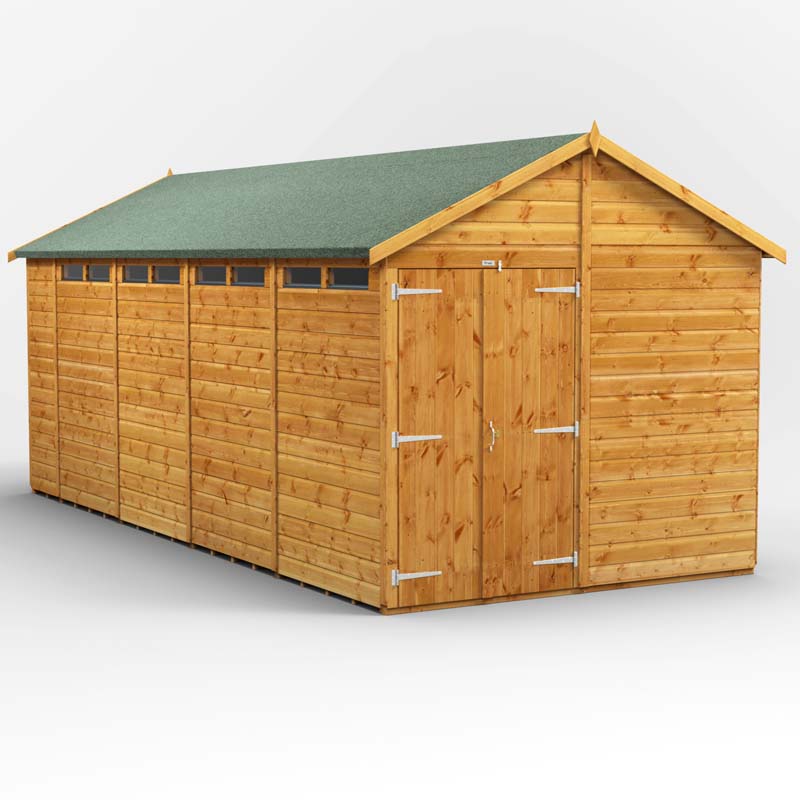 Power Apex Wooden Secure Shed 18x8